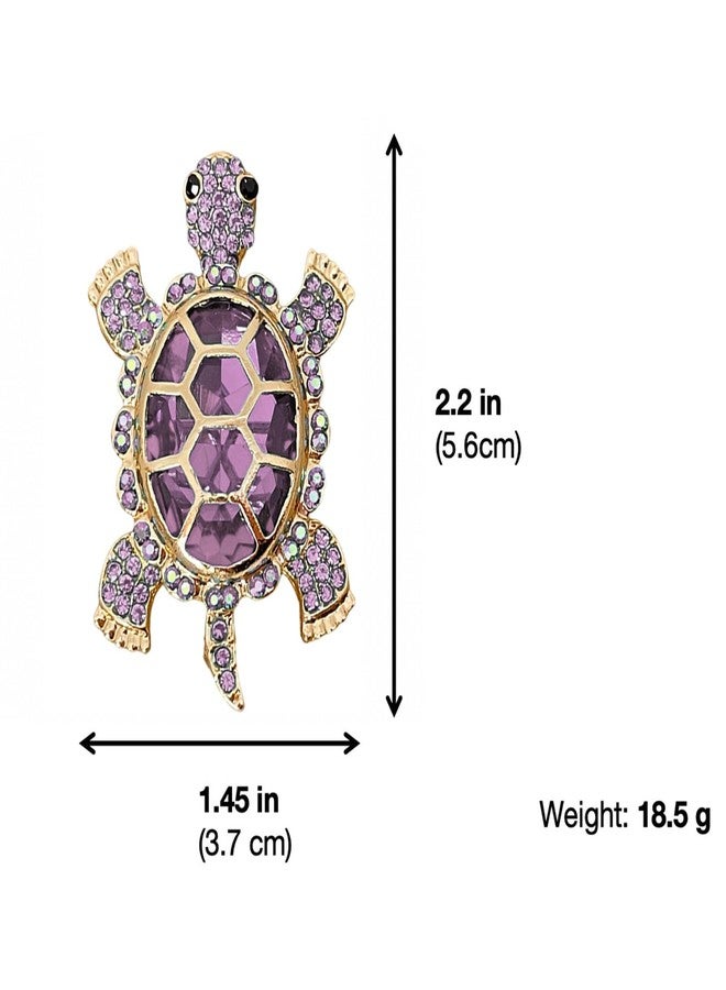 POYAMUSE Enamel Turtle Brooch - Elegant Sea Turtle Jewelry for Women - Crystal Sea Animal Pin - Turtle Gifts for Women (Purple) - Image 2